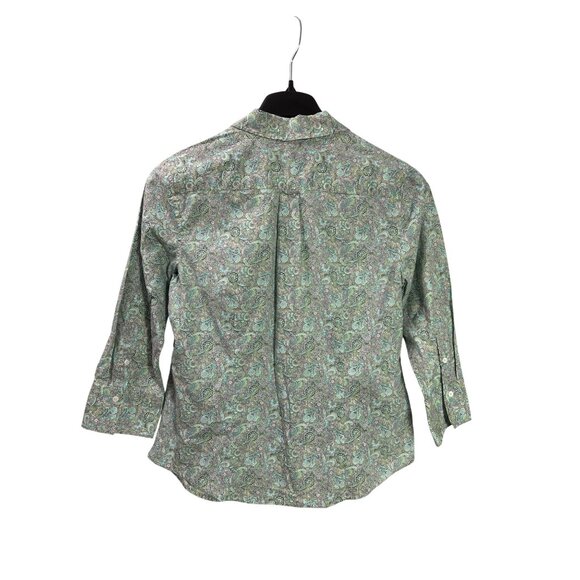 Talbots Paisley Stretch Poplin Button Front Top 12 Pastel Multicolor - Picture 2 of 5